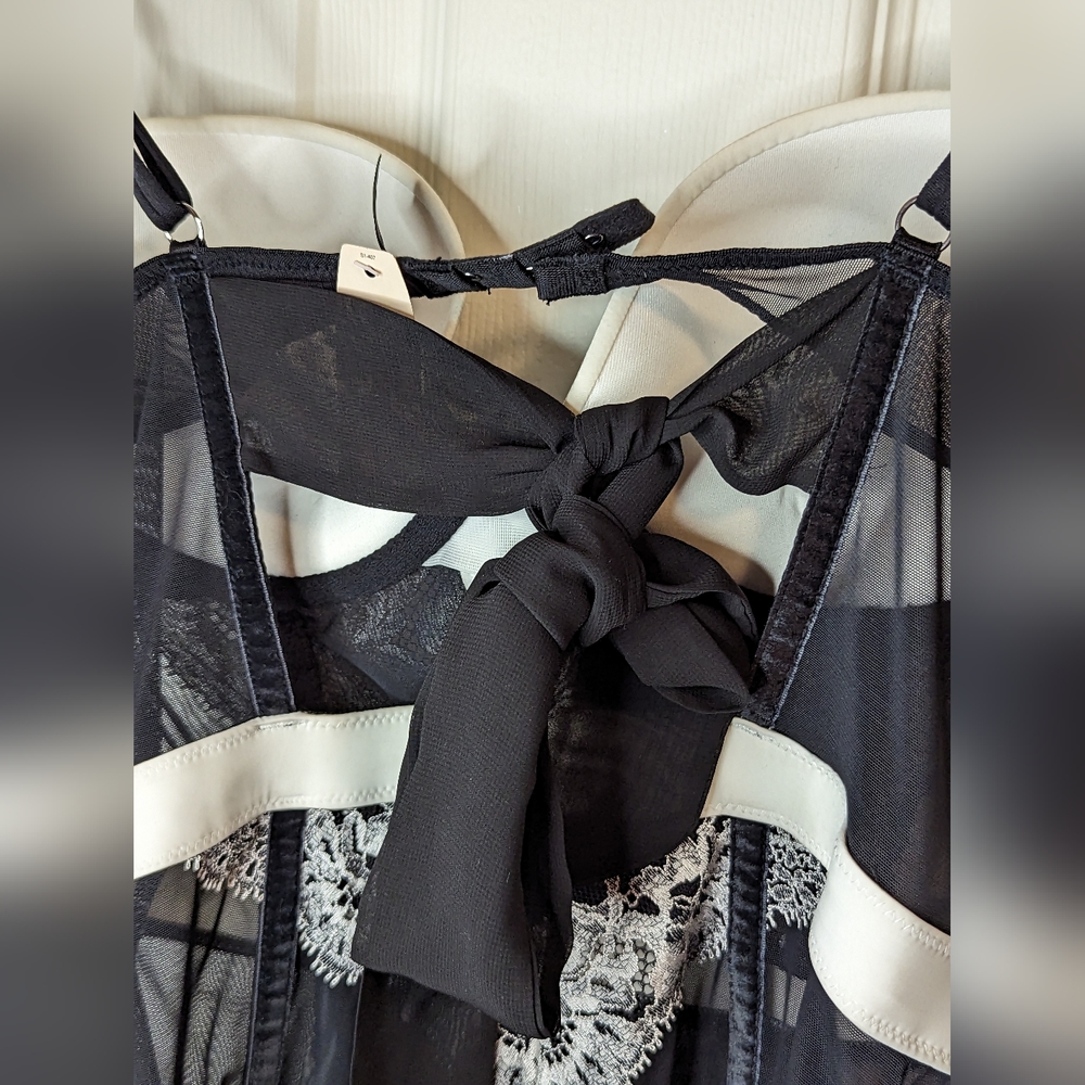 Victoria's Secret black ivory satin and  lace lingerie NWT size 34C - Picture 9 of 15
